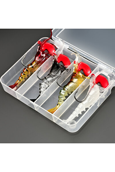 Choice 496-4pcs with box ANFS 4pcs Soft Shrimp Lures Fishing Luminous Shrimp ...