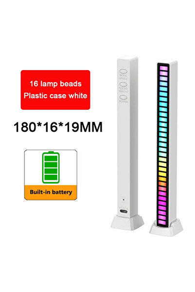 Choice شريط إضاءة LED أبيض RGB يعمل بالبطارية، 16 مصباح LED، مع تحكم صوتي بال...