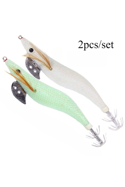 Choice قطعتان من طُعم صيد الحبار المضيء من أكيبيك، خطافات لصيد الروبيان والجم...