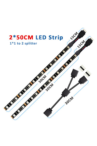 Choice شريط إضاءة LED RGB ثنائي القطبية 50 سم × 2 × 50 سم، 12 فولت، 4 دبابيس،...