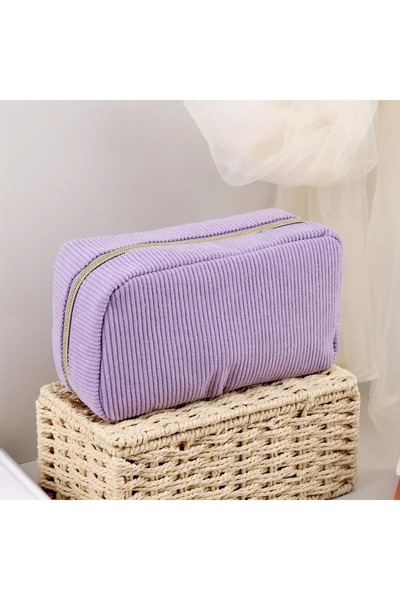 Choice PURPLE Simple Large Capacity Pencil Case Corduroy Material Multifuncti...