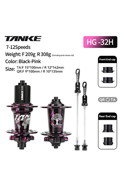 Choice محور دراجة جبلية HG TANKE 120 Click Hub ذو 6 محامل، أسود ووردي، 32 فتح...