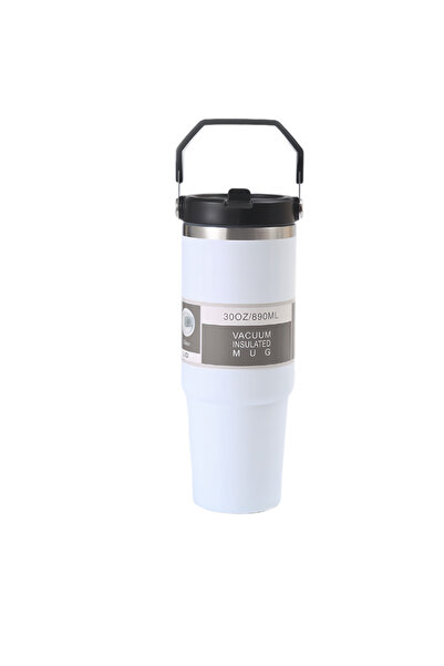 Choice 30oz White 30oz Large Capacity Portable Car Cup Stainless Steel Thermo...