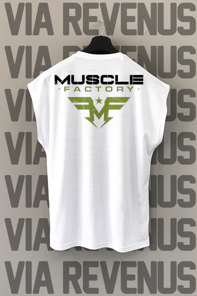Vordevia Muscle Factory Back Printed Zero Sleeve 100% Cotton Sports Tshirt