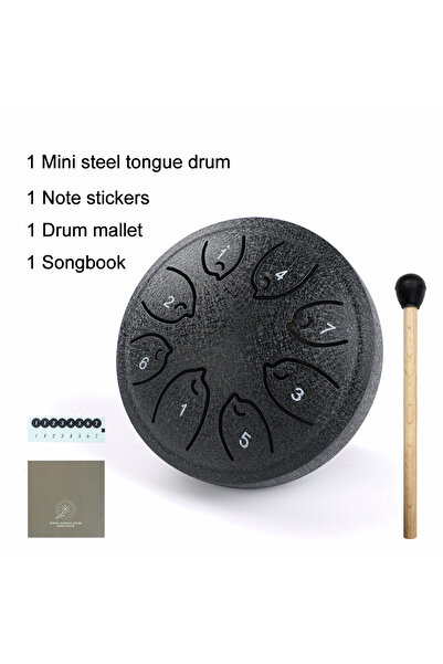 Choice 4.5 inch black 8 Notes Ethereal Drum Steel Tongue Drum Rain Chime Hand...