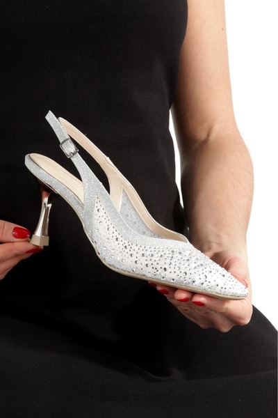 ZİESCE Pantofi de seară stiletto cu toc subțire, cu spatele deschis, cu incru...