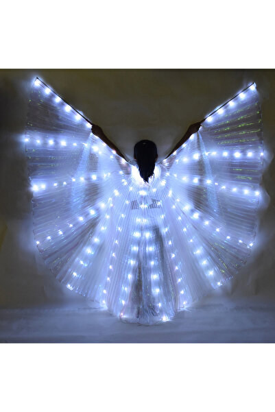 Choice أجنحة إيزيس LED بيضاء للبالغين، أجنحة رقص شرقي، أجنحة فراشة LED، زي مت...
