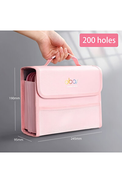 Choice قلم رصاص من قماش أكسفورد وردي اللون، 200 ثقب، قابل للفصل والطي، 48/72/...