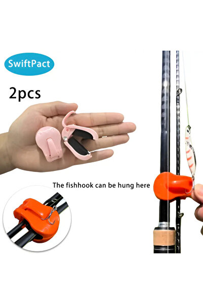 Choice قطعتان من مشابك تثبيت صنارة الصيد باللون الوردي - حامل سهل الاستخدام ب...