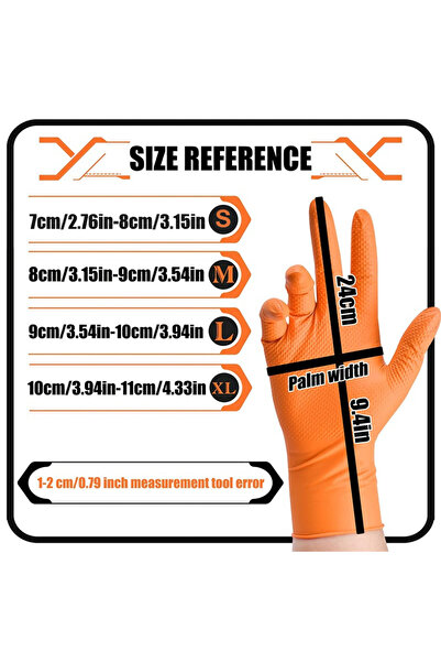 Choice قفازات نتريل برتقالية اللون للاستخدام مرة واحدة، 4 قطع، سمك 8 مل، شديد...