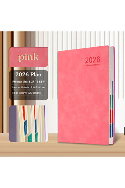 Choice A5 pink 2026 A5 – 365-Day Daily & Weekly Schedule Notebook, Portable C...