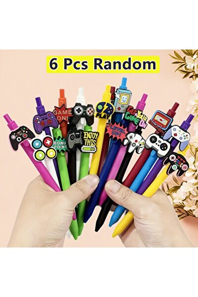 Choice ٦ أقلام حبر جاف مرحة، ٦/١٢/١٨ قلمًا، أقلام قابلة للسحب بتصميم وحدة تحك...