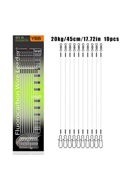 Choice خيط صيد يوتو 10 قطع/10 قطع من الفلوروكربون 100%، 20 كجم، 45 سم، مع وصل...