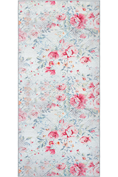 Cool Halı Florence Bej Pembe Renkli Çiçekli Otantik Makinede Yıkanabilir Leke...