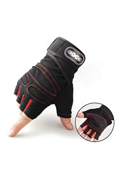Choice قفازات لياقة بدنية حمراء مقاس M نصف أصابع تكتيكات رياضية لركوب الدراجا...