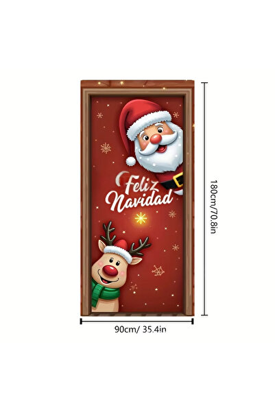 Choice 90-180 DN-55863 2D Door Banner Christmas Door Curtain Santa Reindeer D...