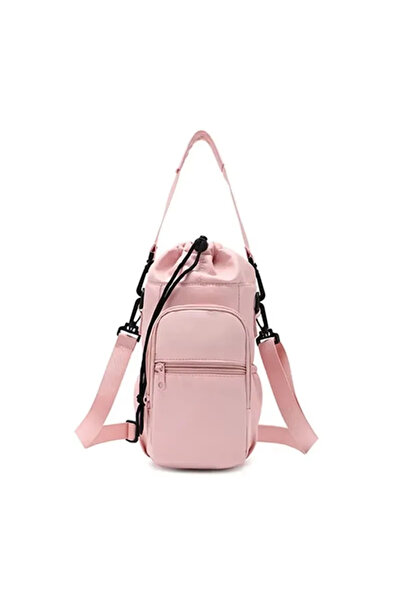 Choice حقيبة زجاجة مياه محمولة باللون الوردي مع حزام قابل للتعديل وأكواب حرار...