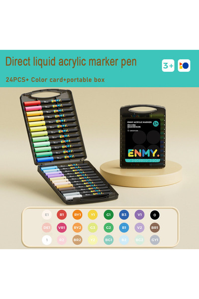 Choice أقلام تلوين أكريليك من إنمي، ٢٤ لونًا، برأس ناعم، سائل مباشر، للرسم عل...