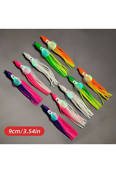 Choice 648-10 قطع-9 سم ANFS10 قطع طُعم صيد على شكل تنورة حبار مضيئة في الظلام...