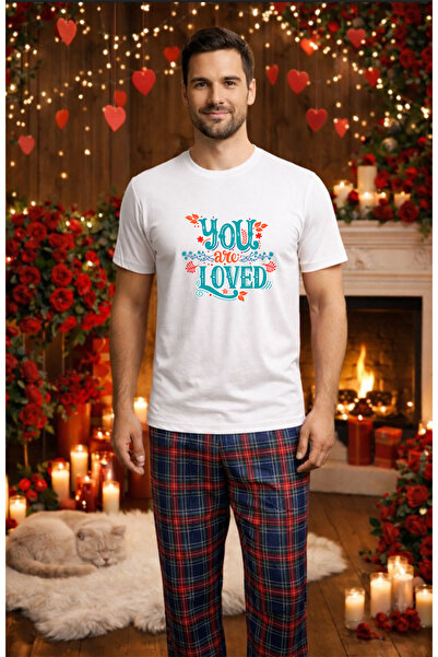 MVRDAR Σετ ανδρικής βαμβακερής πιτζάμας για την Ημέρα του Αγίου Βαλεντίνου, D...