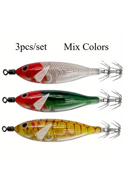 Choice 3pcs 3pcs Horizontal Squid Trolling Lure Luminous Squid Jigs Saltwater...