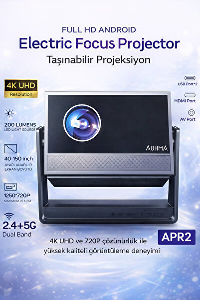 VOOKA Android 4K Destekli Taşınabilir Projeksiyon Cihazı | Electric Focus|200...