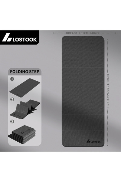 Choice بساط يوغا أسود قابل للطي مصنوع من مادة TPE بسماكة 4 مم، مقاس 183 × 61 ...