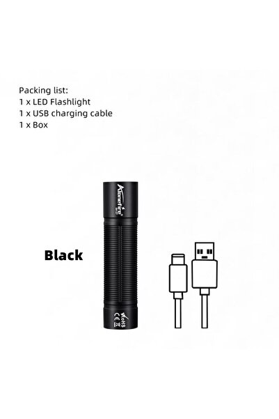 Choice مصباح يدوي صغير SV127 أبيض-أسود، عالي السطوع، قابل لإعادة الشحن عبر من...