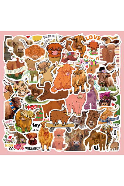 Choice 50pcs 50pcs Cartoon Cute Highland Cow Graffiti Stickers DIY Waterproof...