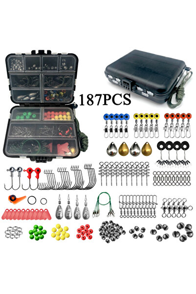 Choice مجموعة أدوات صيد الأسماك 187 قطعة (187/269 قطعة): صندوق أدوات الصيد، خ...
