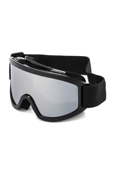 Choice نظارات تزلج كبيرة الحجم بإطار أسود وفضي وعدسات ملونة مضادة للوهج للتزل...