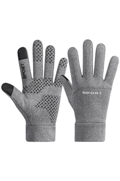 Choice L grey-All fingers Autumn and Winter Ski Gloves with Fleece Warm and A...