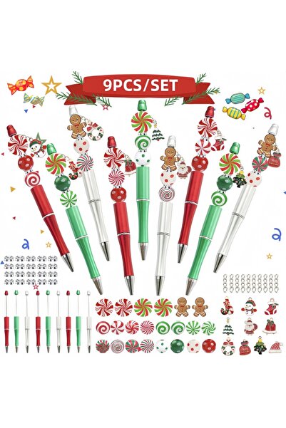 Choice 9 قطع / 6 قطع / 9 قطع أقلام حبر جاف مزينة بالخرز بتصميم حلوى ورجل خبز ...