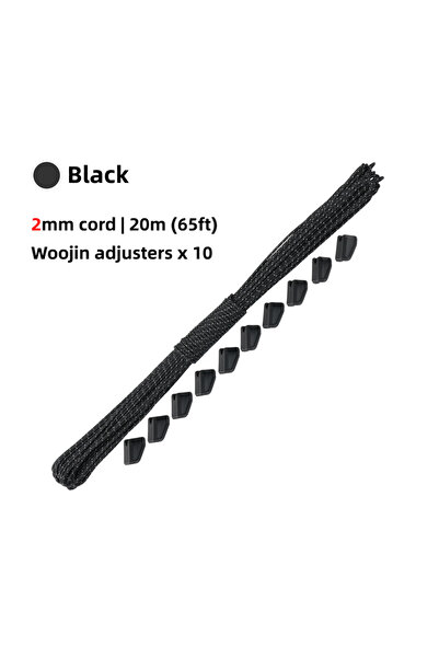 Choice حبال شد خيام داينيما طويلة بطول 20 مترًا، 2 مم - أسود [HODR]، حبال شد ...