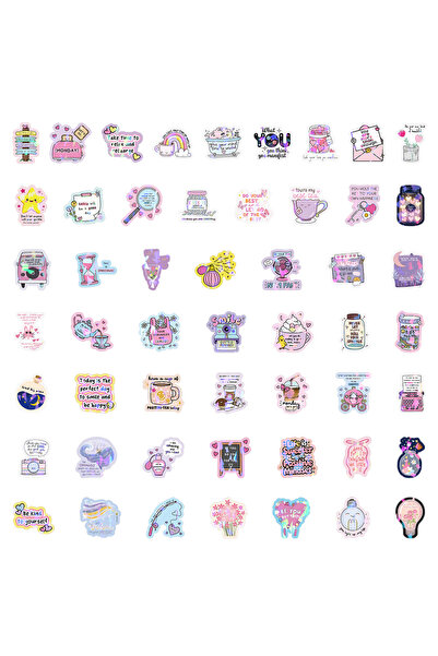 Choice ٥٢ قطعة من ملصقات الكلمات اللطيفة ذات الطابع الجمالي - ملصقات زخرفية ل...