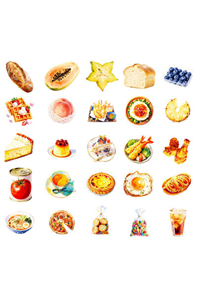 Choice ٥٦ قطعة من ملصقات الطعام الواقعية الجديدة - تصاميم للكعك والخبز والمشر...