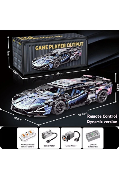 Choice8 سيارة سباق بتقنية الألوان الديناميكية، موديل أسود، 1280 قطعة + نموذج ...