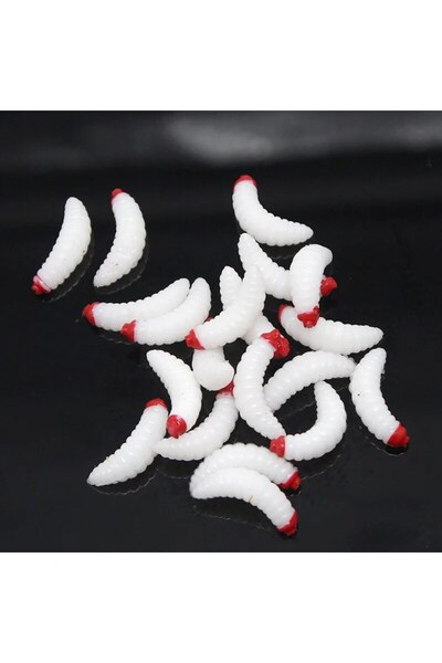 Choice عبوة 2.4 سم، 50 حبة، طعم صيد أبيض، 50 قطعة، دودة صفراء، طعم صيد واقعي،...