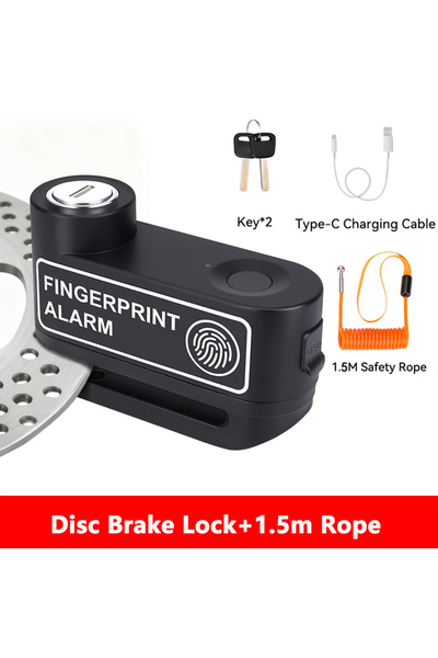 Choice قفل قرص دراجة Rockbye قابل لإعادة الشحن ببصمة الإصبع، مزود بإنذار مضاد...