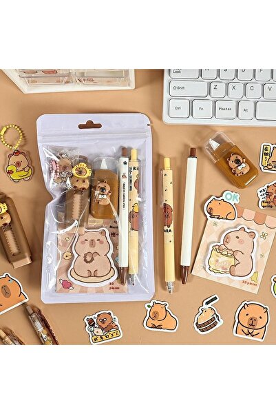 Choice مجموعة أدوات مكتبية بنمط حيوان الكابيبارا الكرتوني، مقاس A2، مجموعة أد...