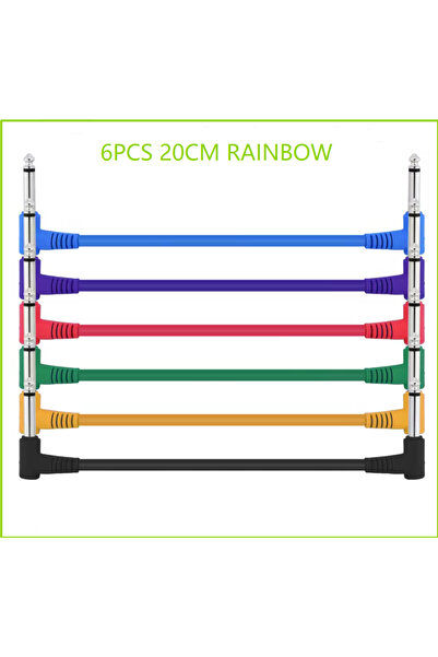 Choice 6pcs-20cm-Rainbow 6Pcs Guitar Effect Pedal Cable Connecting Line 6.35M...