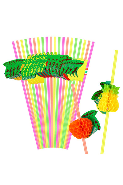 Choice 10pcs Fruit 10-30pcs Flamingo Honeycomb Cake Topper Pineapple Paper St...