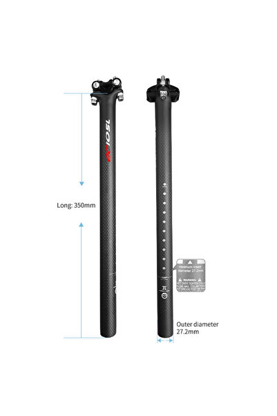 Choice عمود مقعد كربوني ECIOSL مقاس 27.2 × 350 مم، متوفر بأطوال 27.2/30.8/31....