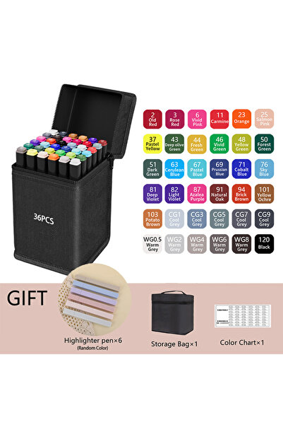 Choice 36PCS 24-262 Colors Alcohol Drawing Markers Dual Tip Permanent Art Ske...