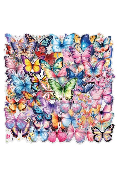 Choice مجموعة ملصقات فراشات ملونة مكونة من 60 قطعة - ملصقات PET شفافة مقاومة ...