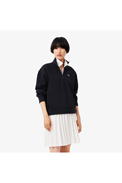 Lacoste Kadın Relaxed Fit Yarım Fermuarlı Lacivert Sweatshirt