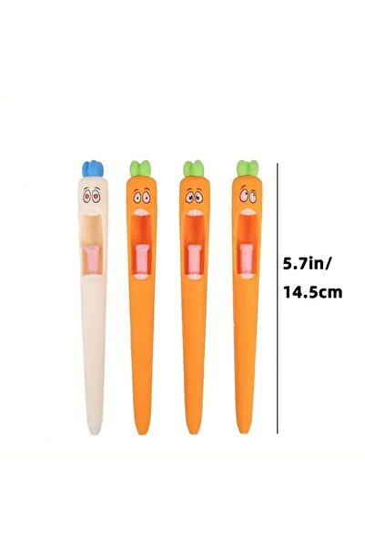 Choice مجموعة من 4 أقلام جل متعددة التعبيرات على شكل فجل، حبر أسود، أدوات مكت...