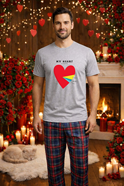 MVRDAR Σετ ανδρικής βαμβακερής πιτζάμας για την Ημέρα του Αγίου Βαλεντίνου, D...