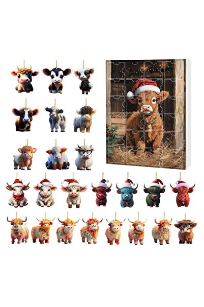 Choice تقويم عيد الميلاد D آخر، 24 قطعة من زينة أبقار المرتفعات الاسكتلندية، ...