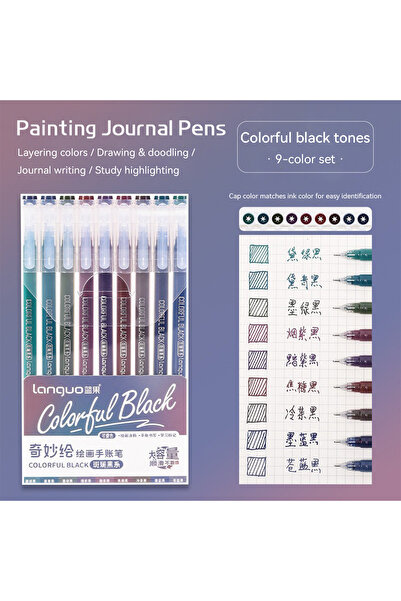 Choice Black 9pcs 9pcs Set Morandi Color 0.5mm Gel Pen for Student Writing Pa...